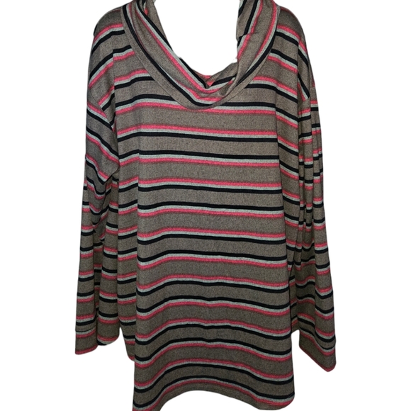Lane Bryant Cowl Neck Horizontal Stripe Long Sleeve Sweater - Picture 1 of 5